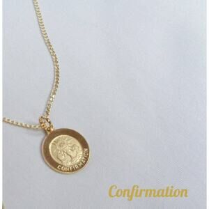 10K Real Gold Confirmation Necklace, Religious Medallion, Christian Jewelry